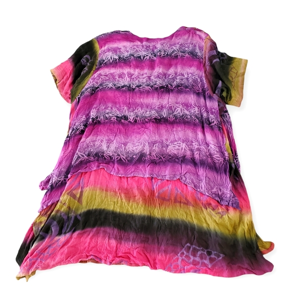 VTG Ikad Multicolored Boho Hippie Artsy Beaded Rayon Layered Tunic Top One Size - Picture 2 of 11